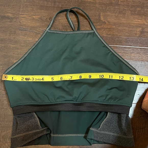 Apron crop top sports bra, size XS, dark green heathered gray - Picture 5 of 6